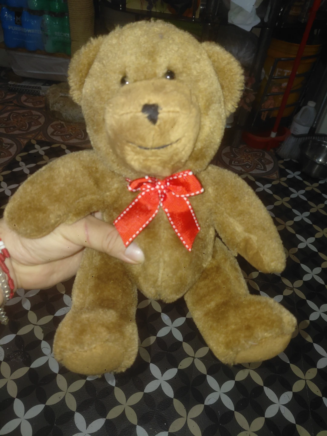 Brown Teddy Bear with Red Bow - photo 3