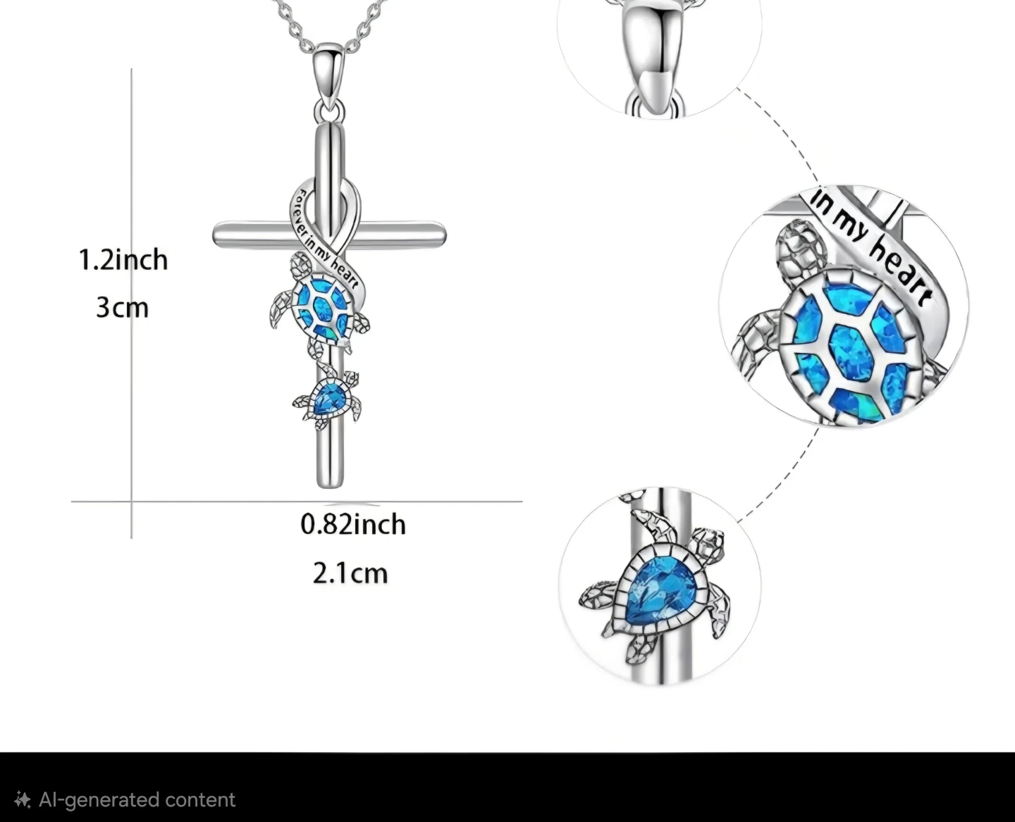 "Forever in My Heart" Turtle Cross Pendant Necklace - photo 3