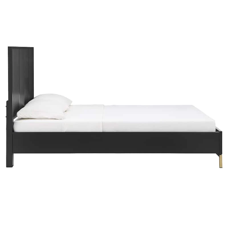 Black Modern Geometric king Bed Frame with Gold Legs - photo 3