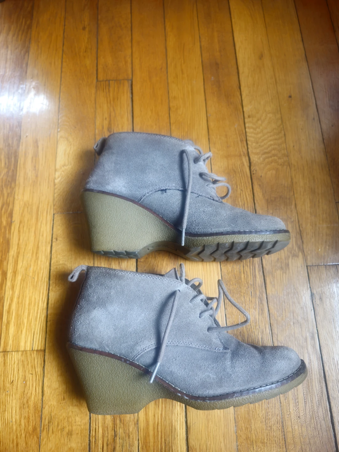 LAMBERT Taupe Suede Wedge Ankle Boots - photo 3