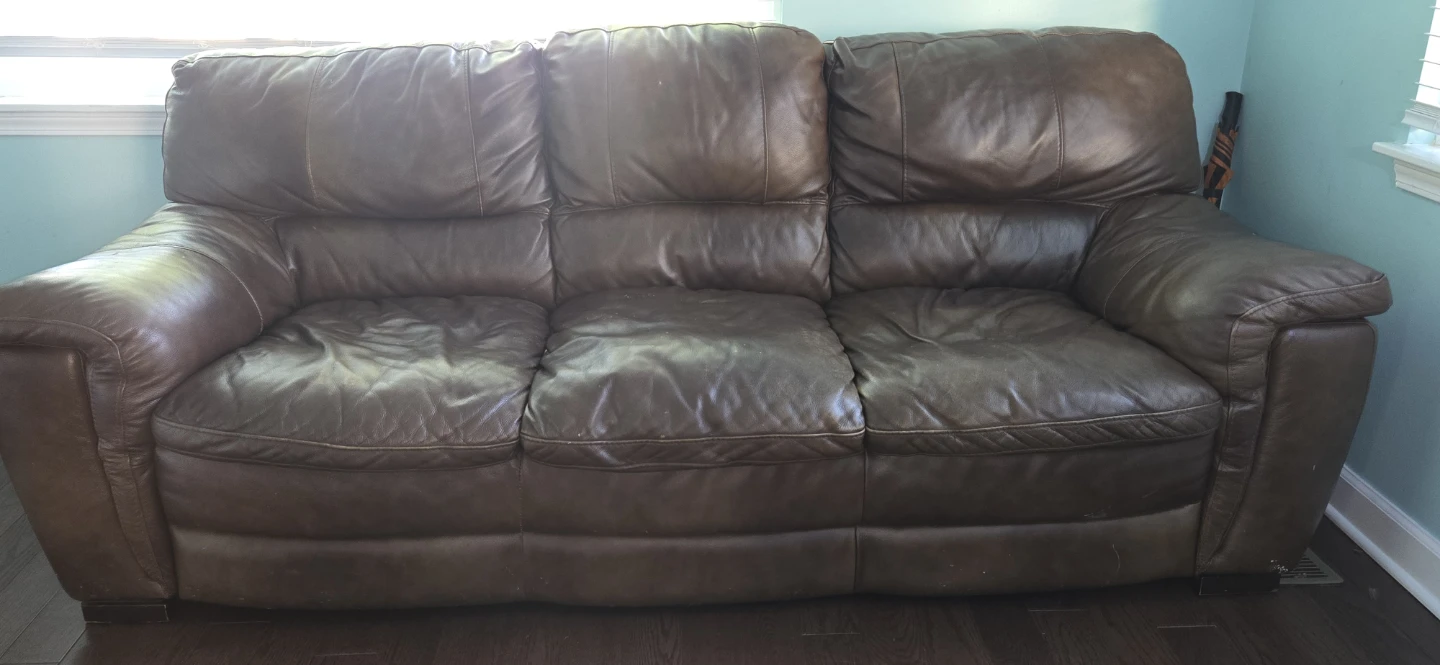 Brown Leather Loveseat and Sofa