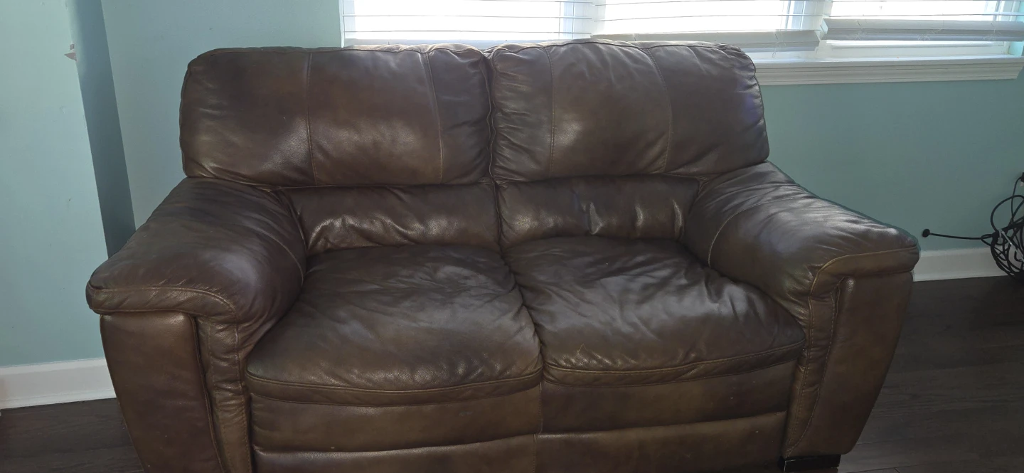 Brown Leather Loveseat and Sofa - photo 2