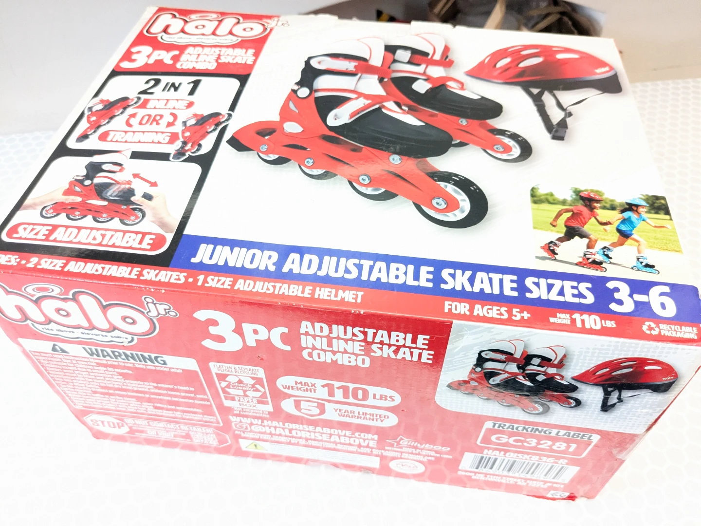 Jr. 3pcs Adjustable In Line Skates Combo Set - photo 4
