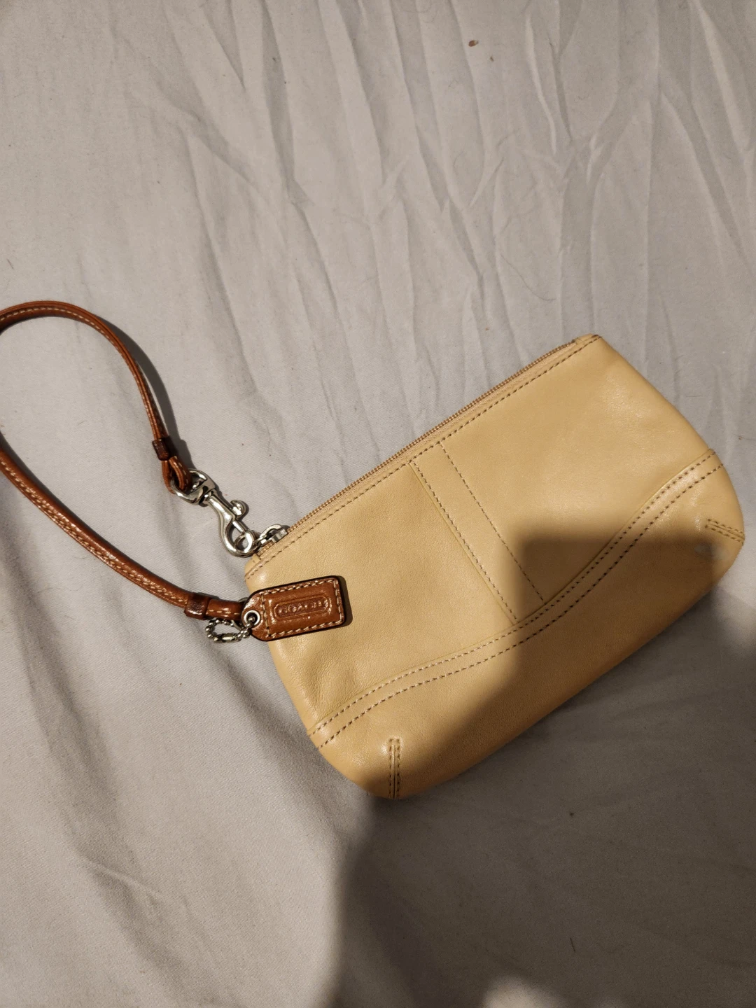 Coach Leather Wristlet Pouch - Beige