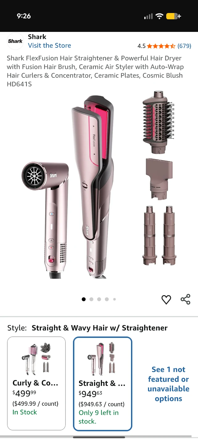 Shark FlexFusion Hair Straightener & Dryer HD641S