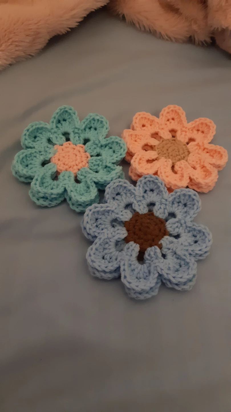 Handmade crochet flower drink coasters