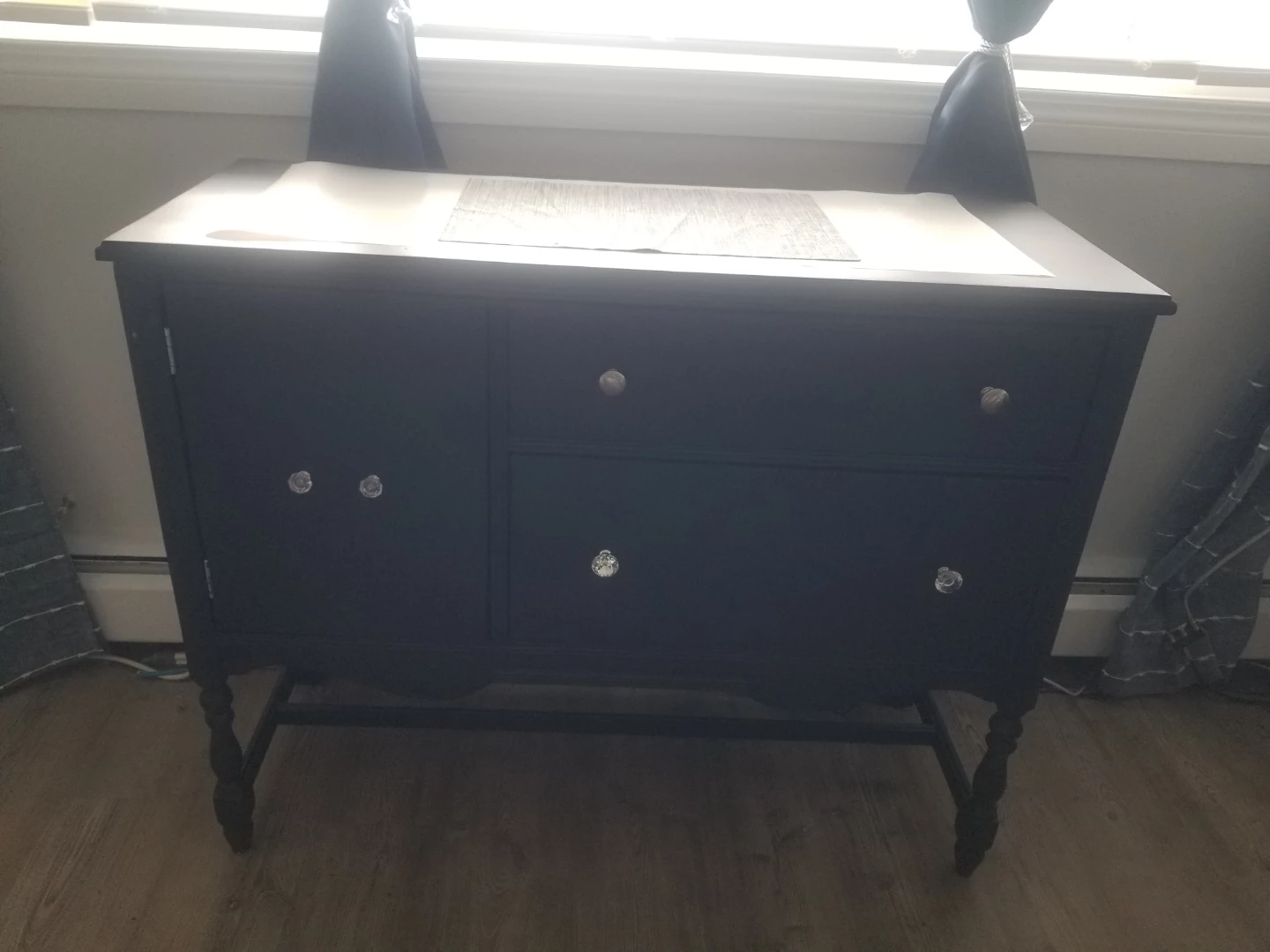 Black Buffet with Glass Knobs