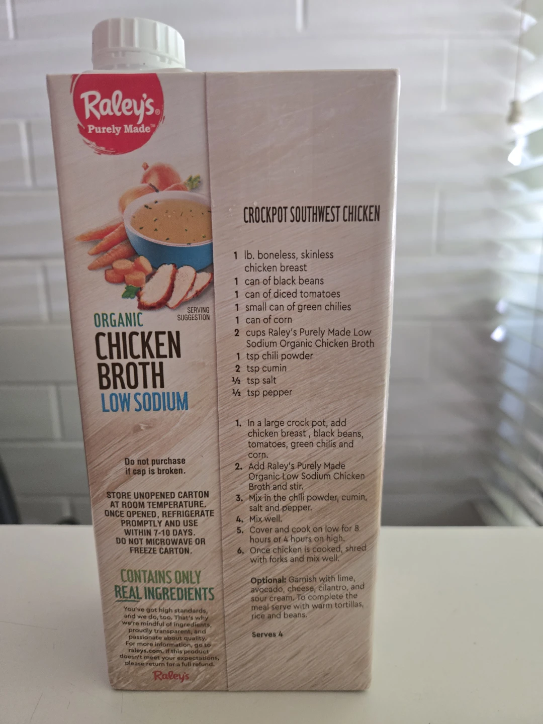 Raley's Organic Chicken Broth Low Sodium 32 fl oz - photo 2