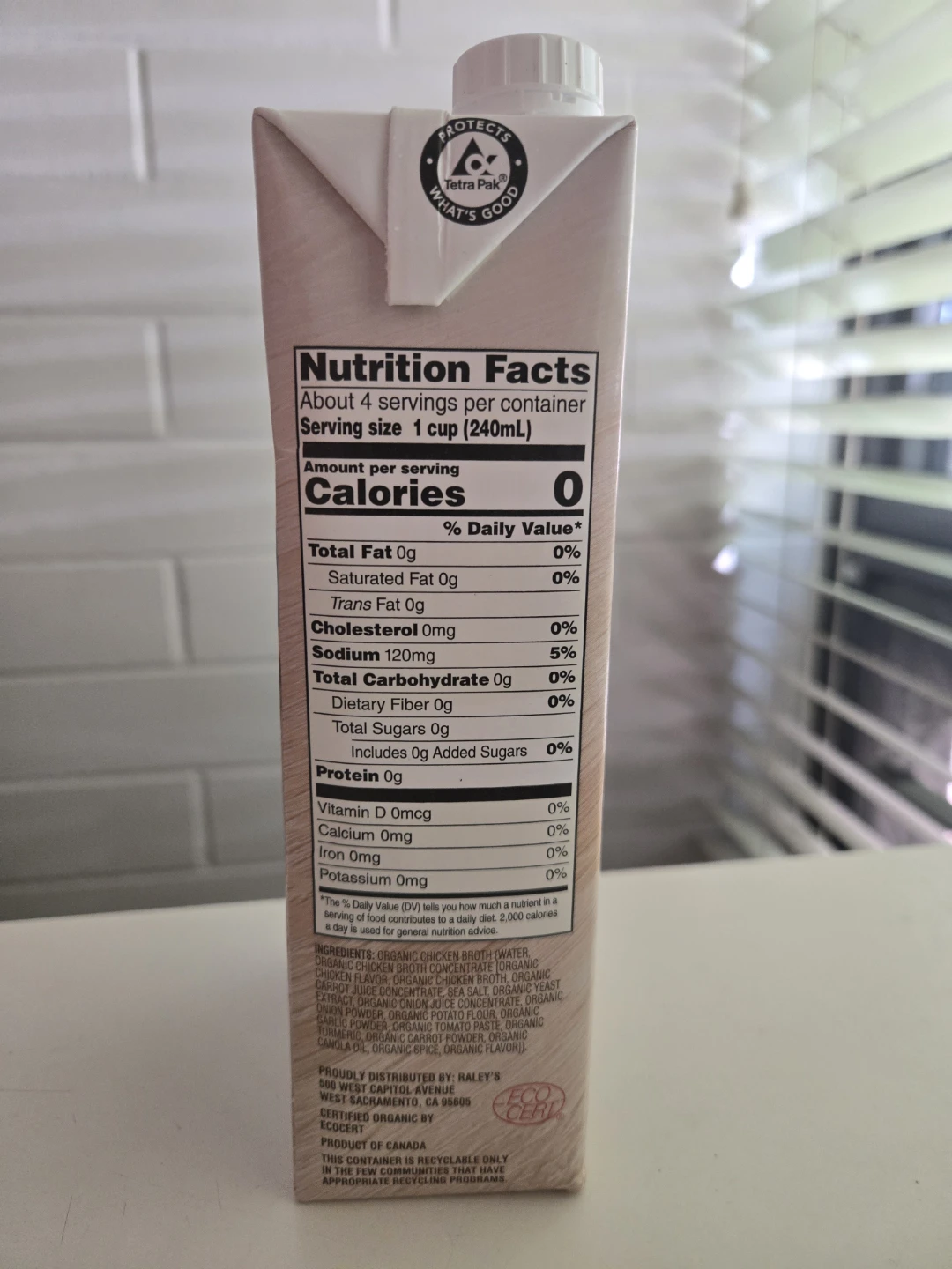 Raley's Organic Chicken Broth Low Sodium 32 fl oz - photo 3
