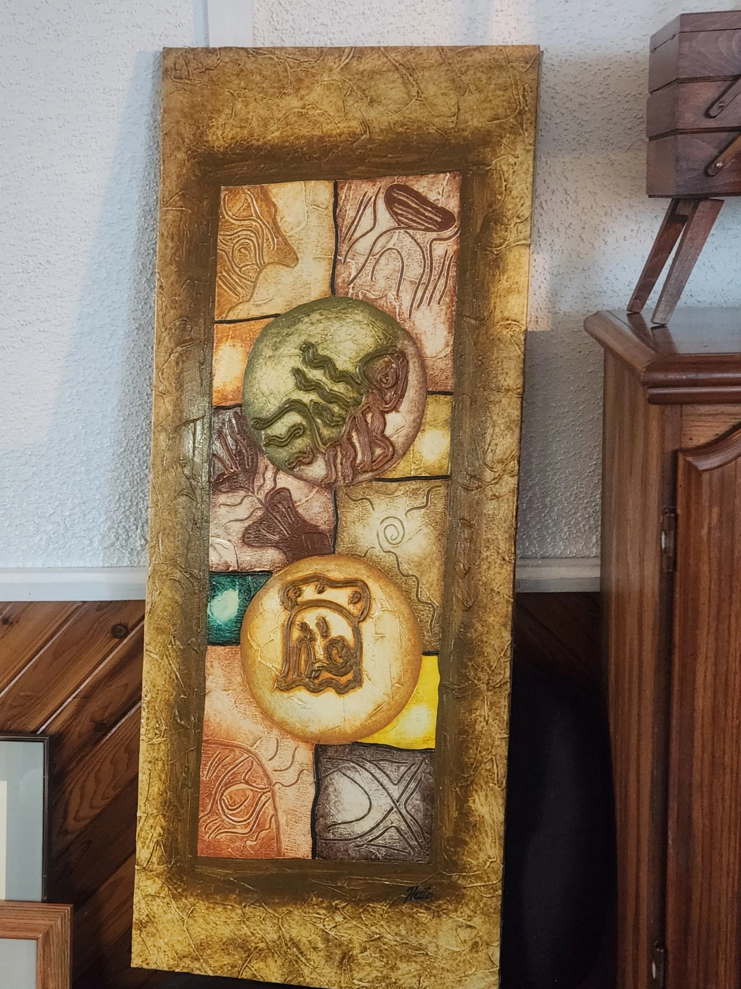 Textured Wall Art Panel with Signature