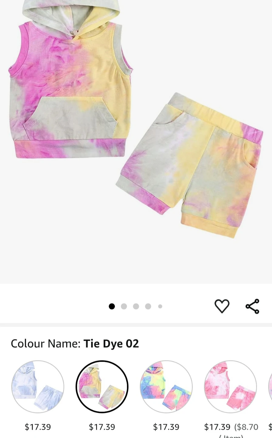 Toddler Tie Dye Sleeveless Hoodie and Shorts Set - photo 2