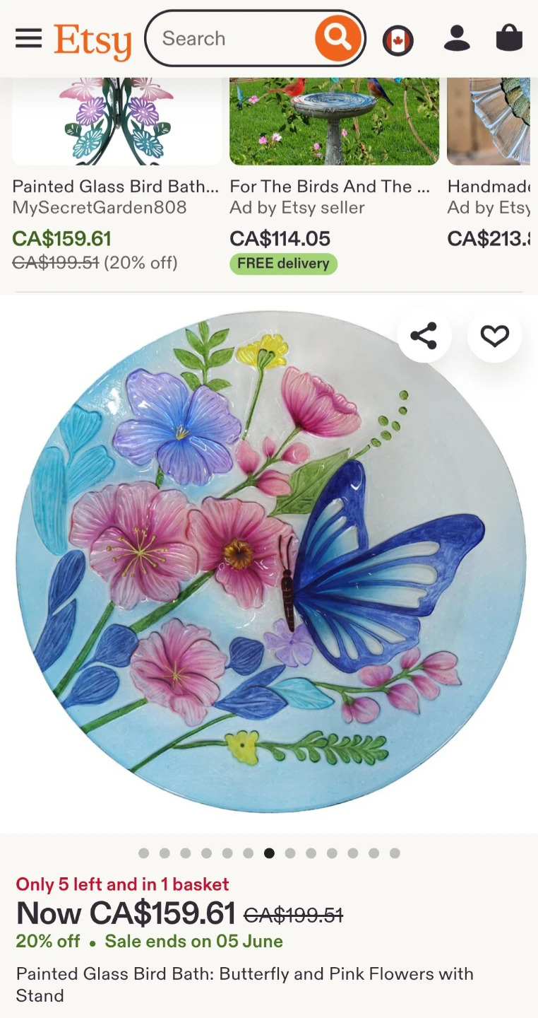 New Glass Flower Bird Bath - photo 3