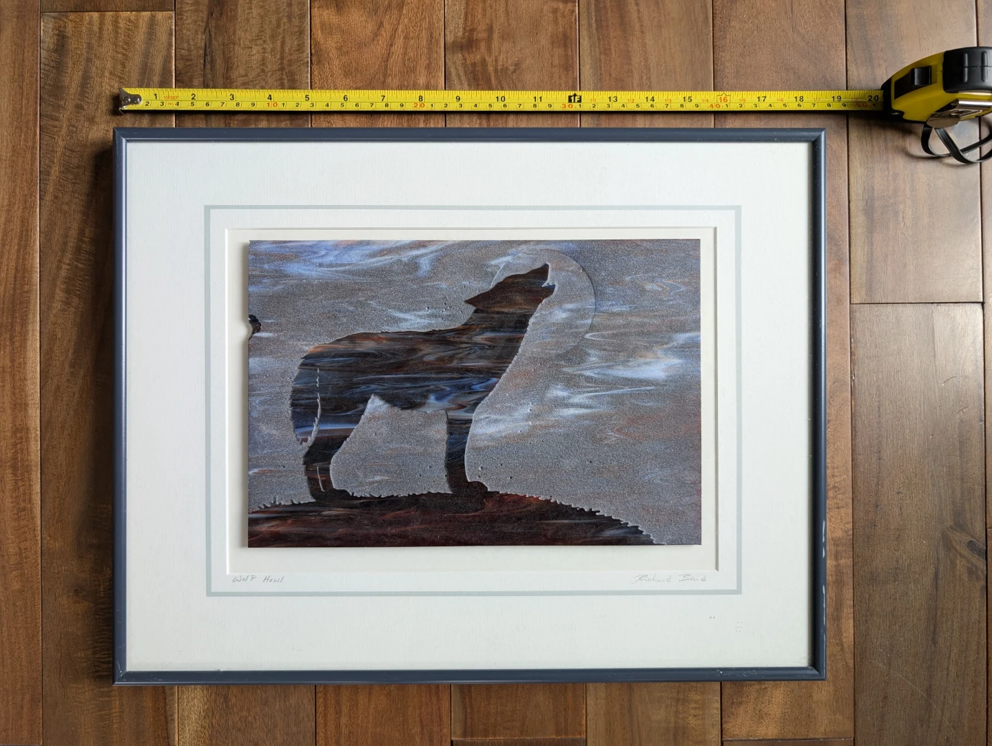 Richard Bond Sandblasted Glass Framed Art Wolf Howl 14x18 - photo 2