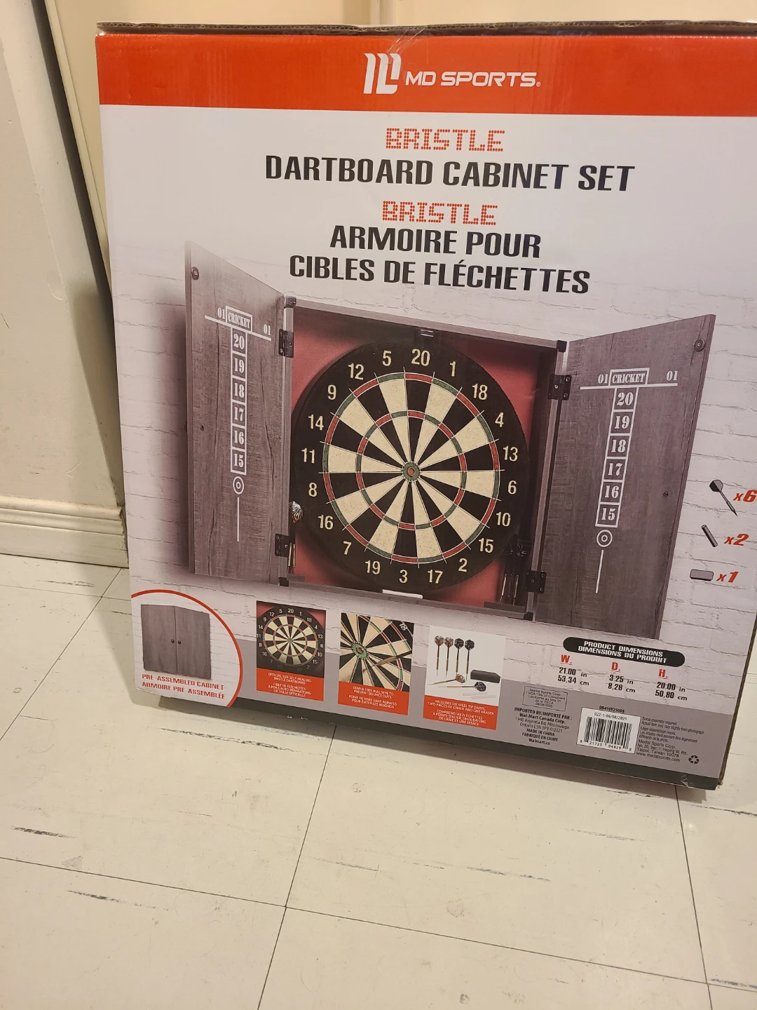 MD Sports Bristle Dartboard Cabinet Set