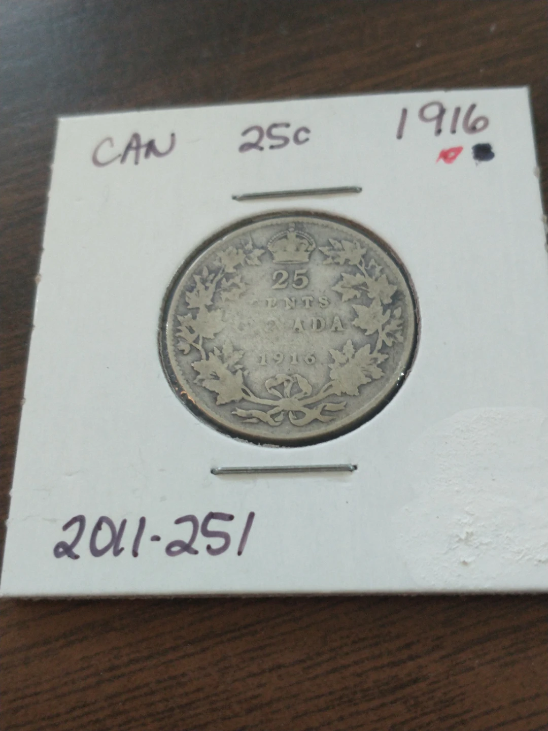 1916 Canada George V silver quarter