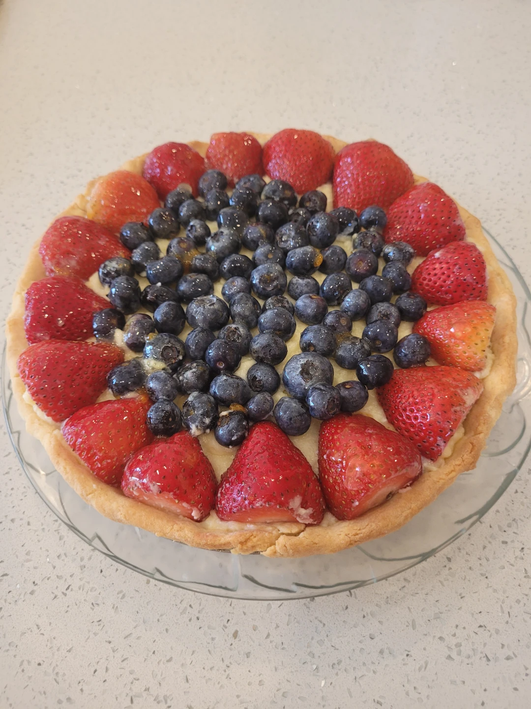 Fresh Fruit Tart with Strawberries and Blueberries