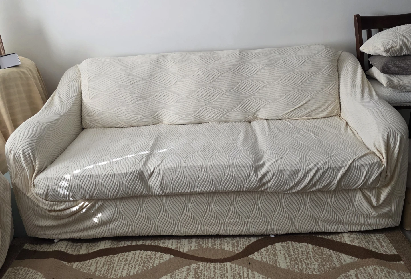 Cream Patterned Sofa and Armchair Slipcovers - photo 2
