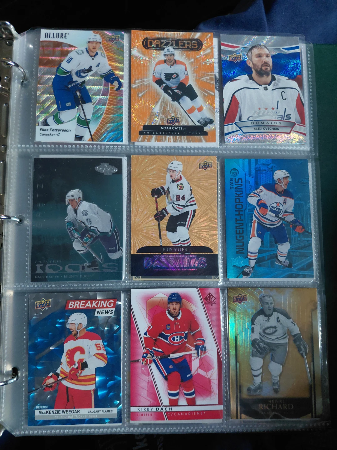 Collection of 9 Upper Deck Hockey Cards
