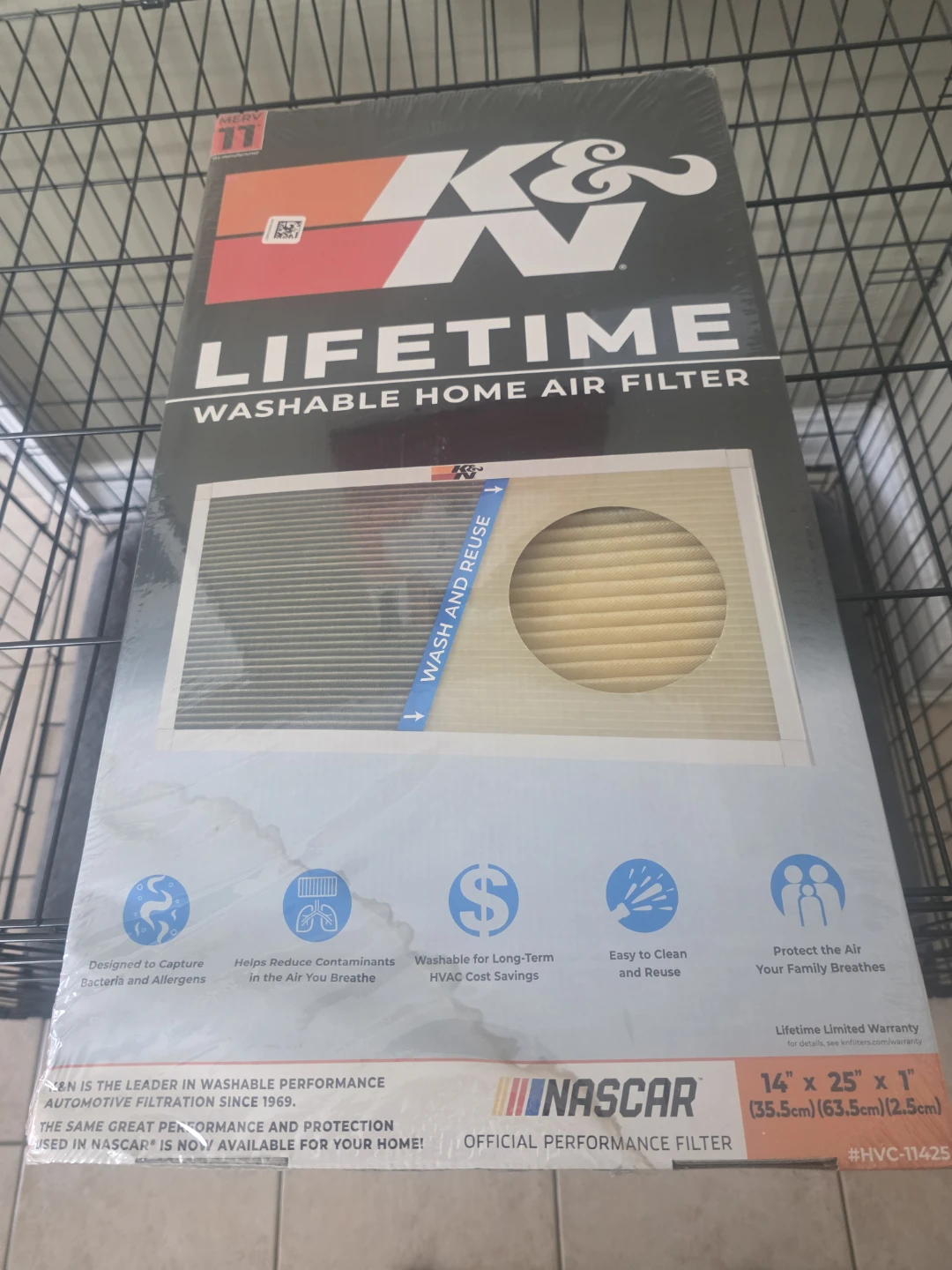 K&N Lifetime Washable Home Air Filter 14" x 25" x 1"