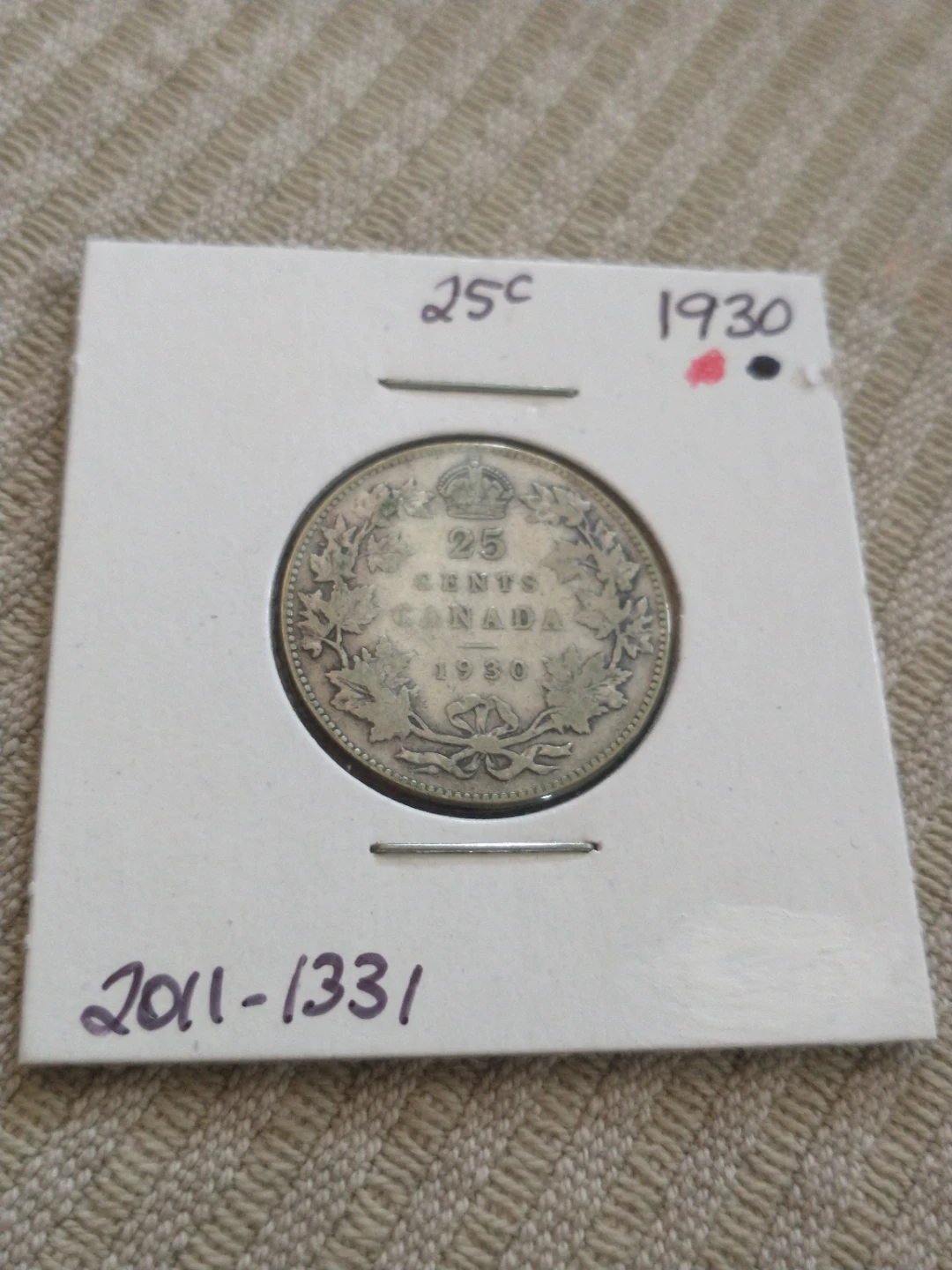 Lovely 1930 Canada George V silver quarter - photo 2