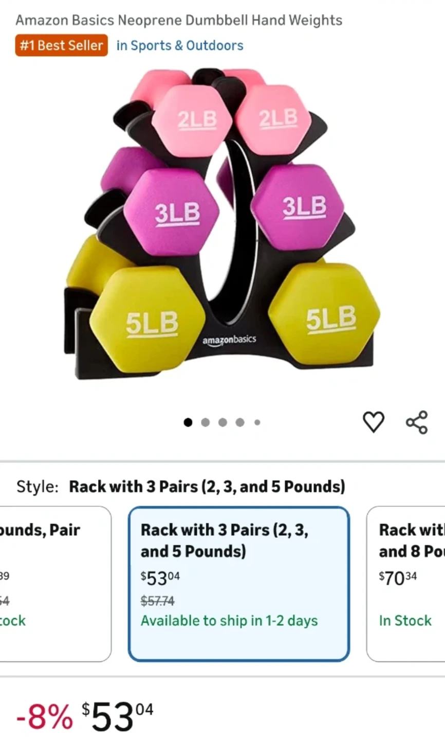 Amazon Basics Neoprene Dumbbell Hand Weights with Rack - photo 2
