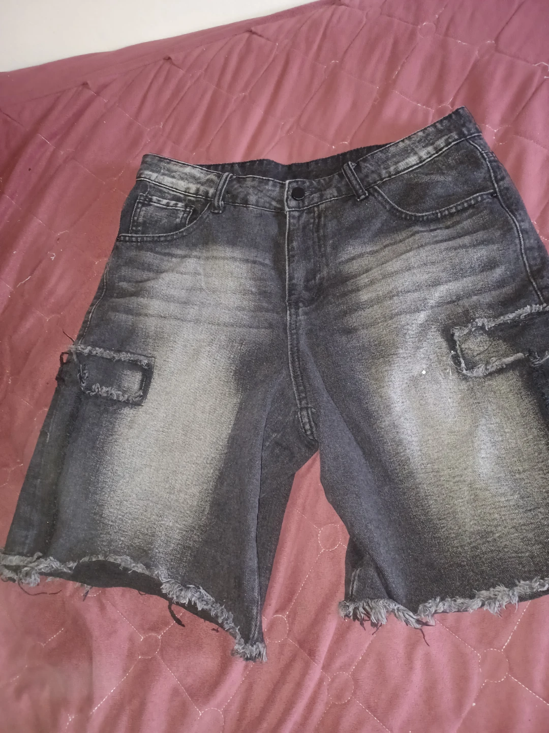 MANFINITY Men's Black Denim Cargo Shorts Size M - photo 3