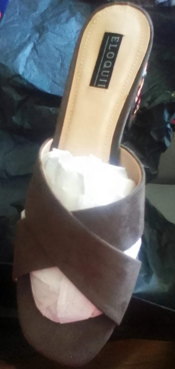 Eloquii Embroidered Brown/Olive Block Heel Mules