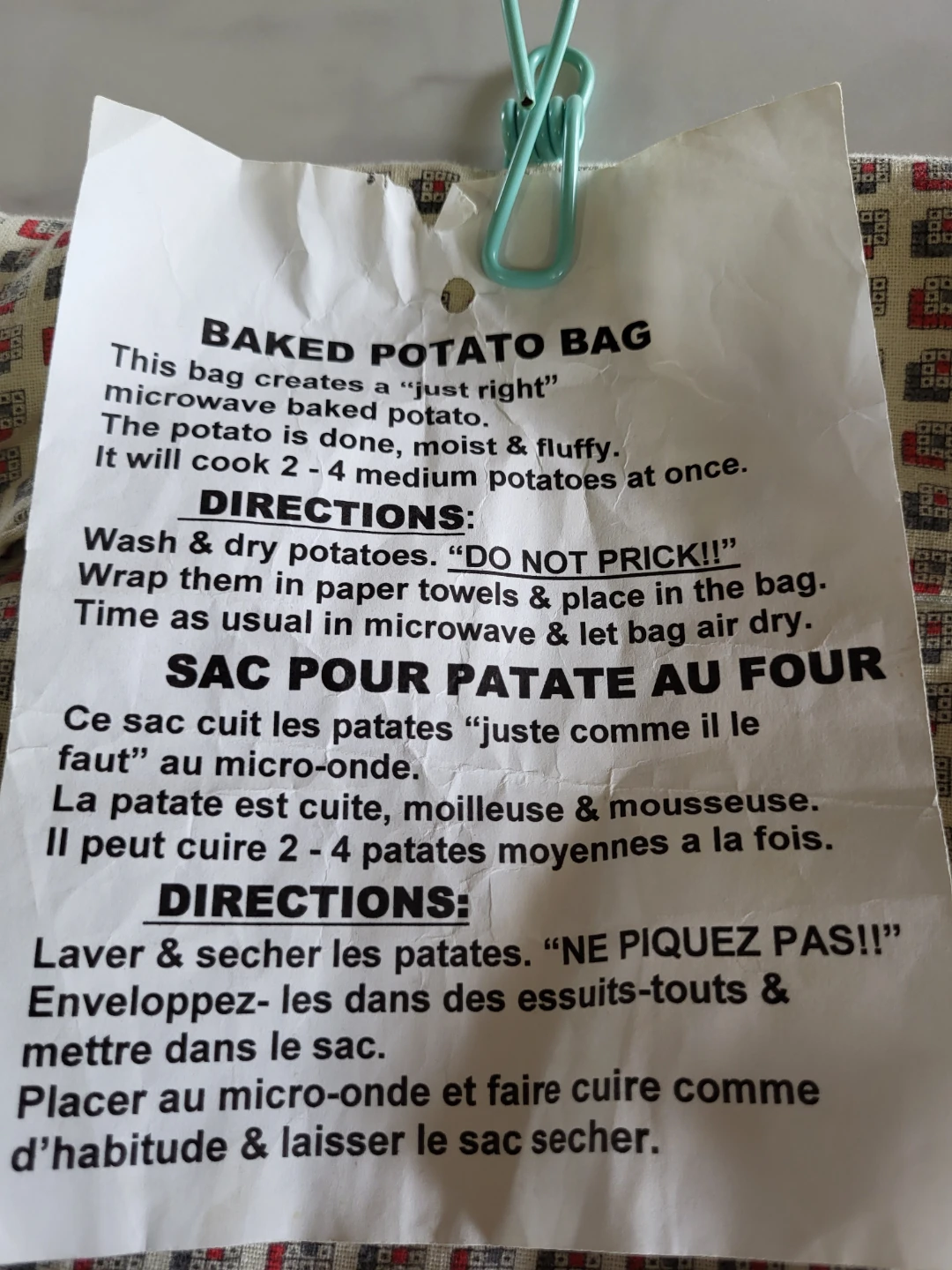 Set of 4 wicker baskets for baked potato & Microwave bag - photo 4