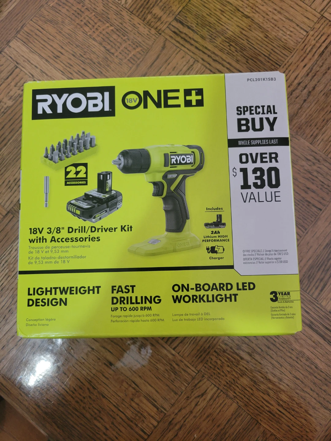 NEW Ryobi 18V 3/8" Drill/Driver Kit with a Battery & Accessories - photo 5
