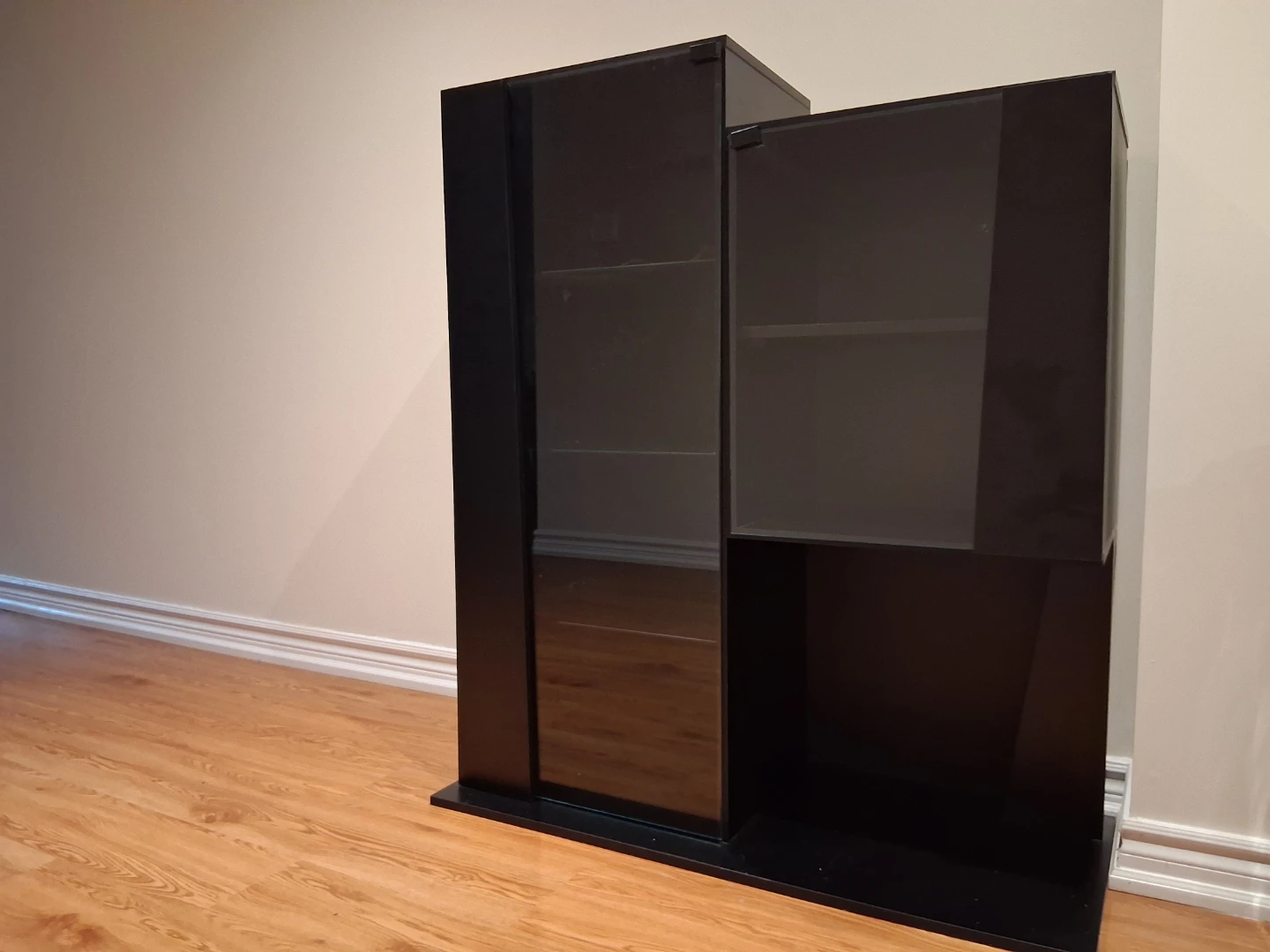 Black Display Cabinet with Glass Shelves