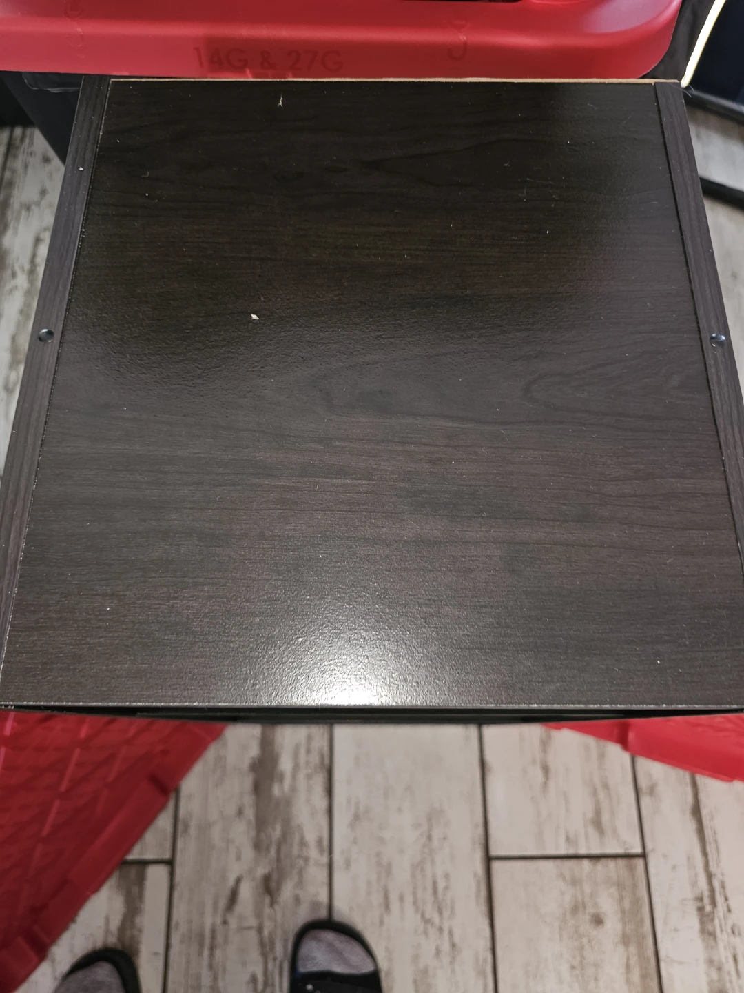 Dark Wood Storage Shelf Unit with Red Doors - photo 4