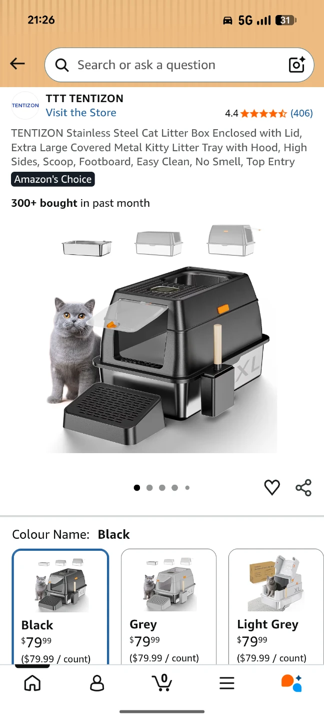 TENTIZON Dual Entry Stainless Steel Cat Litter Box with Filter - photo 4