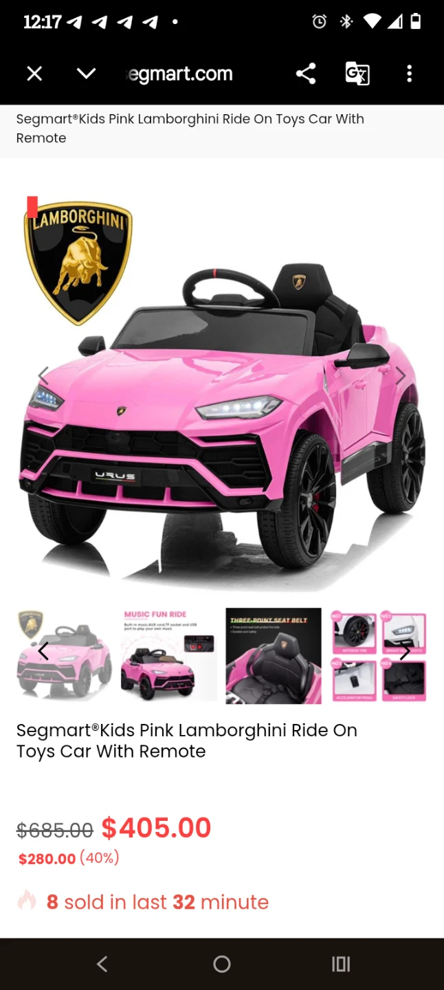 Segmart Kids Pink Lamborghini Urus Ride On Car With Remote - photo 4