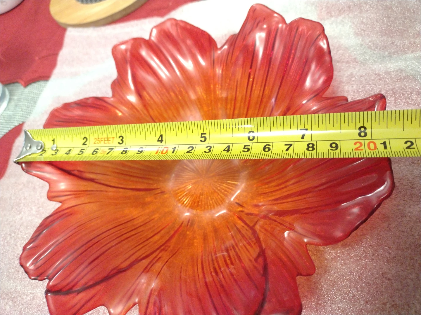 Orange and Red Glass Flower Dish - photo 5