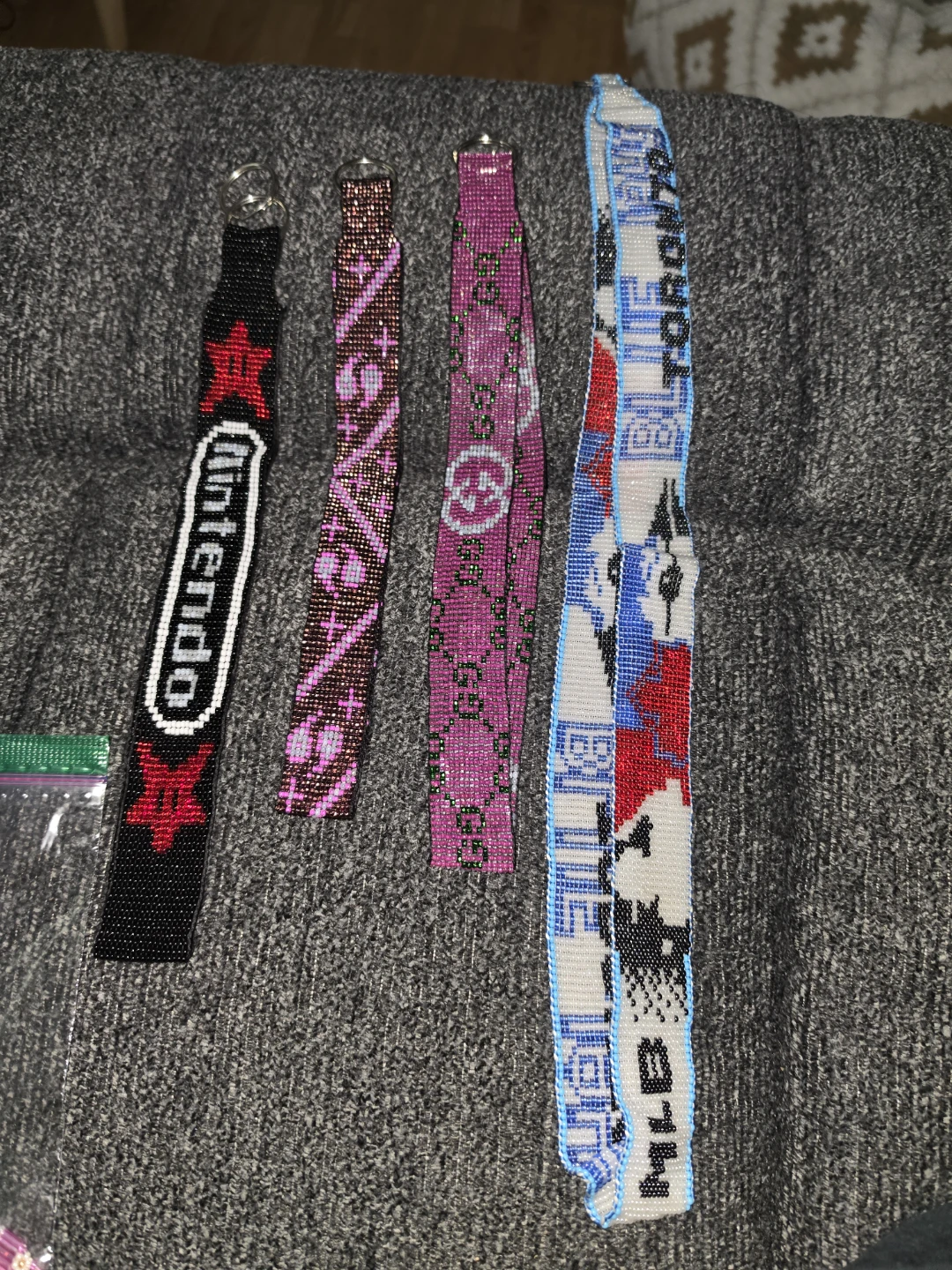 Nintendo, MLB, Gucci, and other beaded lanyards/earrings