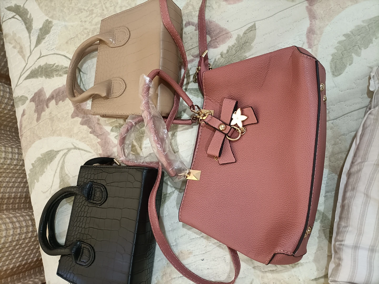 Assorted Handbags - Pink, Black, Beige