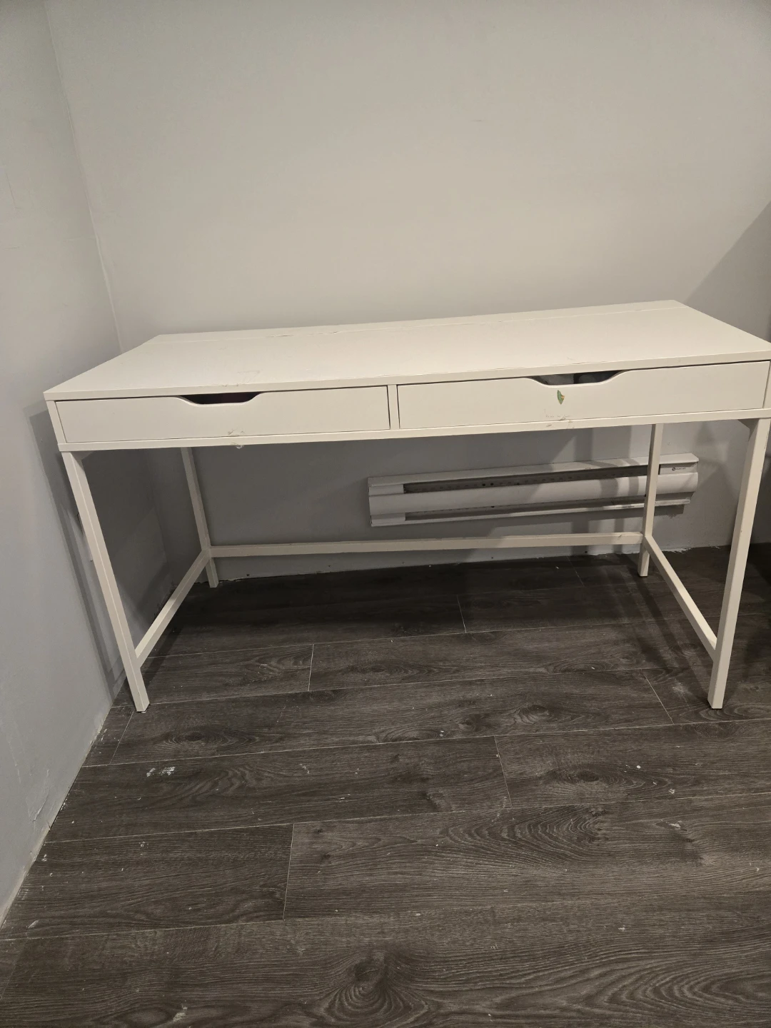 White Two-Drawer Desk