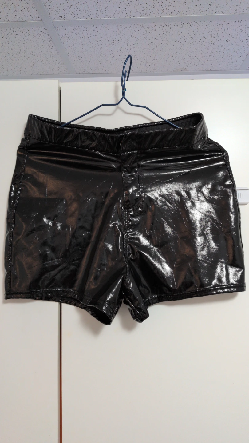 Shiny Black Faux Leather Shorts