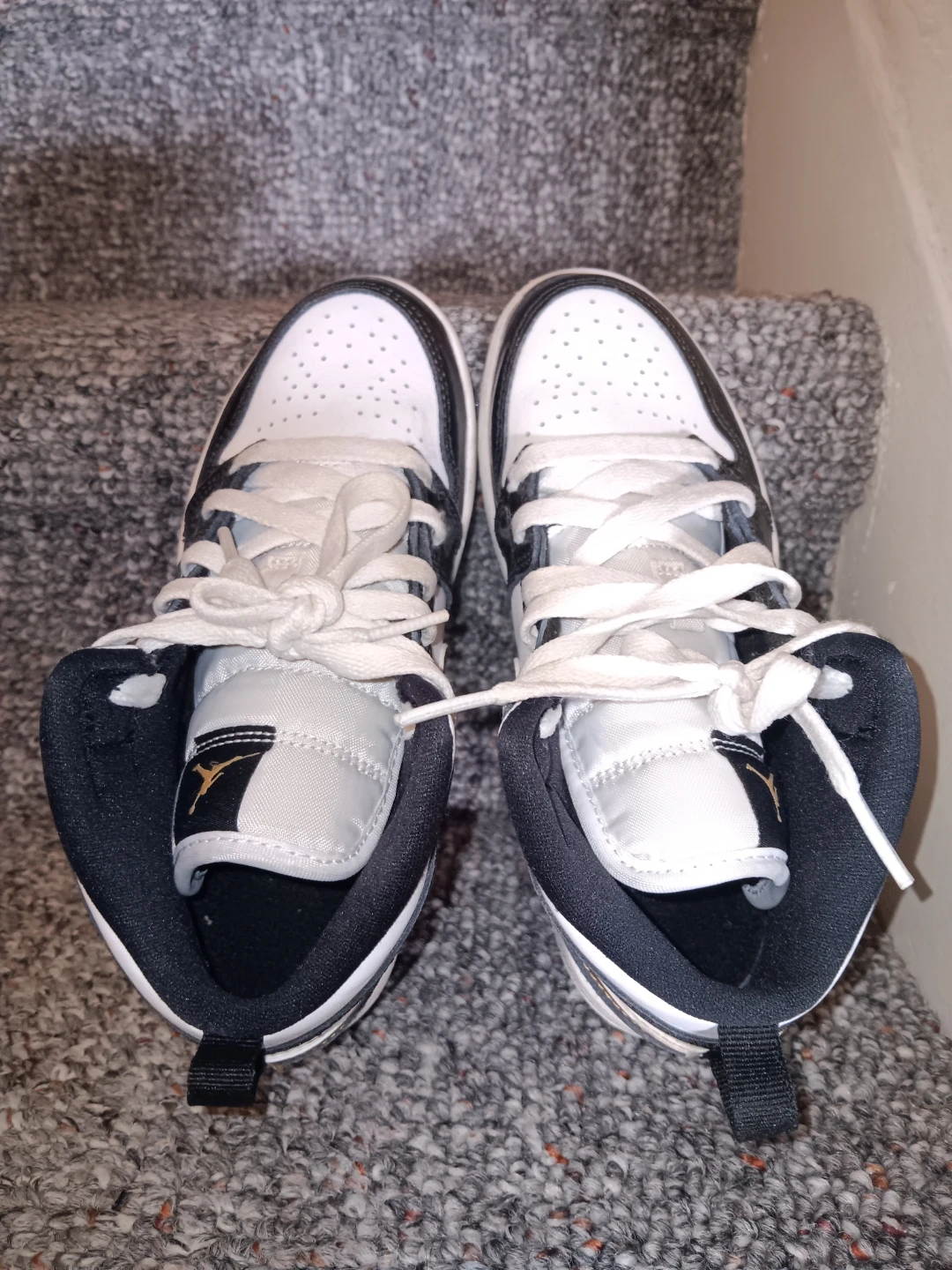 Nike Air Jordan 1 Mid Sneakers - Black/White/Gold - photo 2