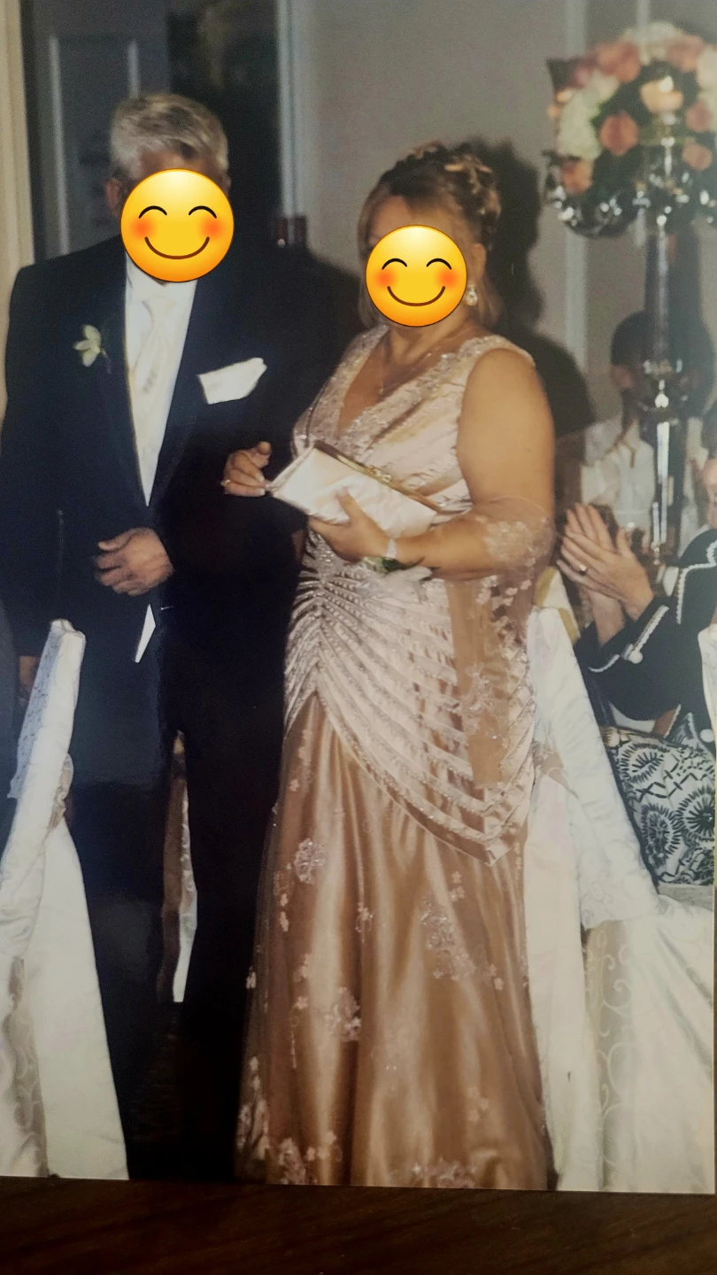Pink Gold Embellished Evening Gown