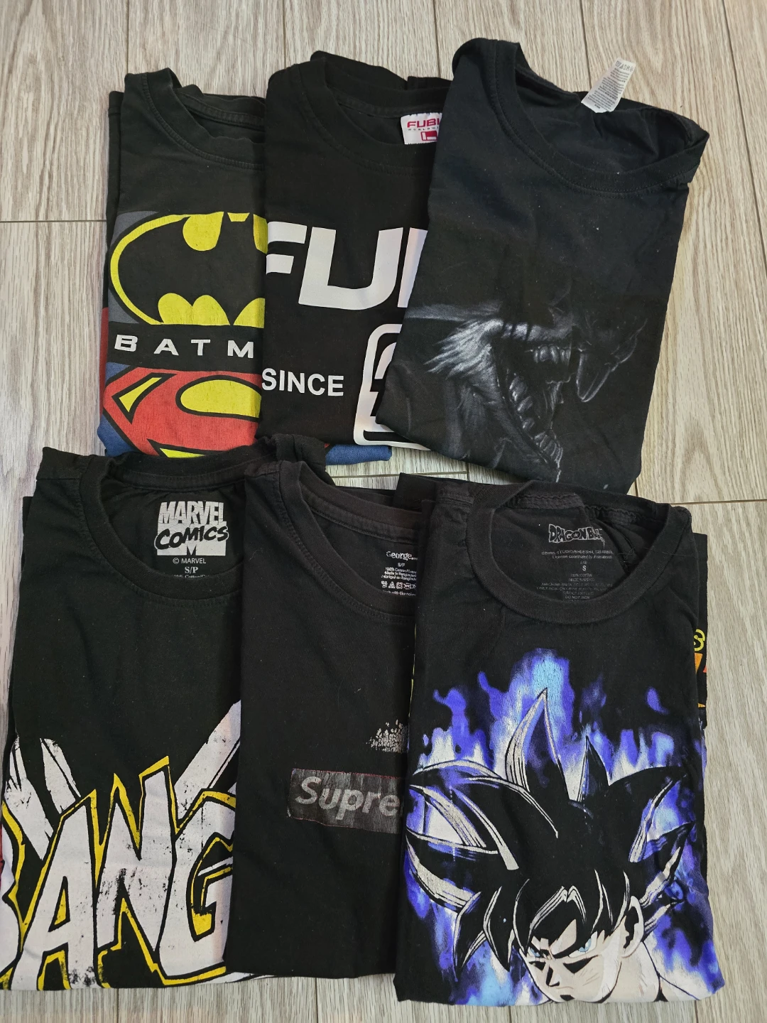 Bundle of 6 Graphic Black T-Shirts