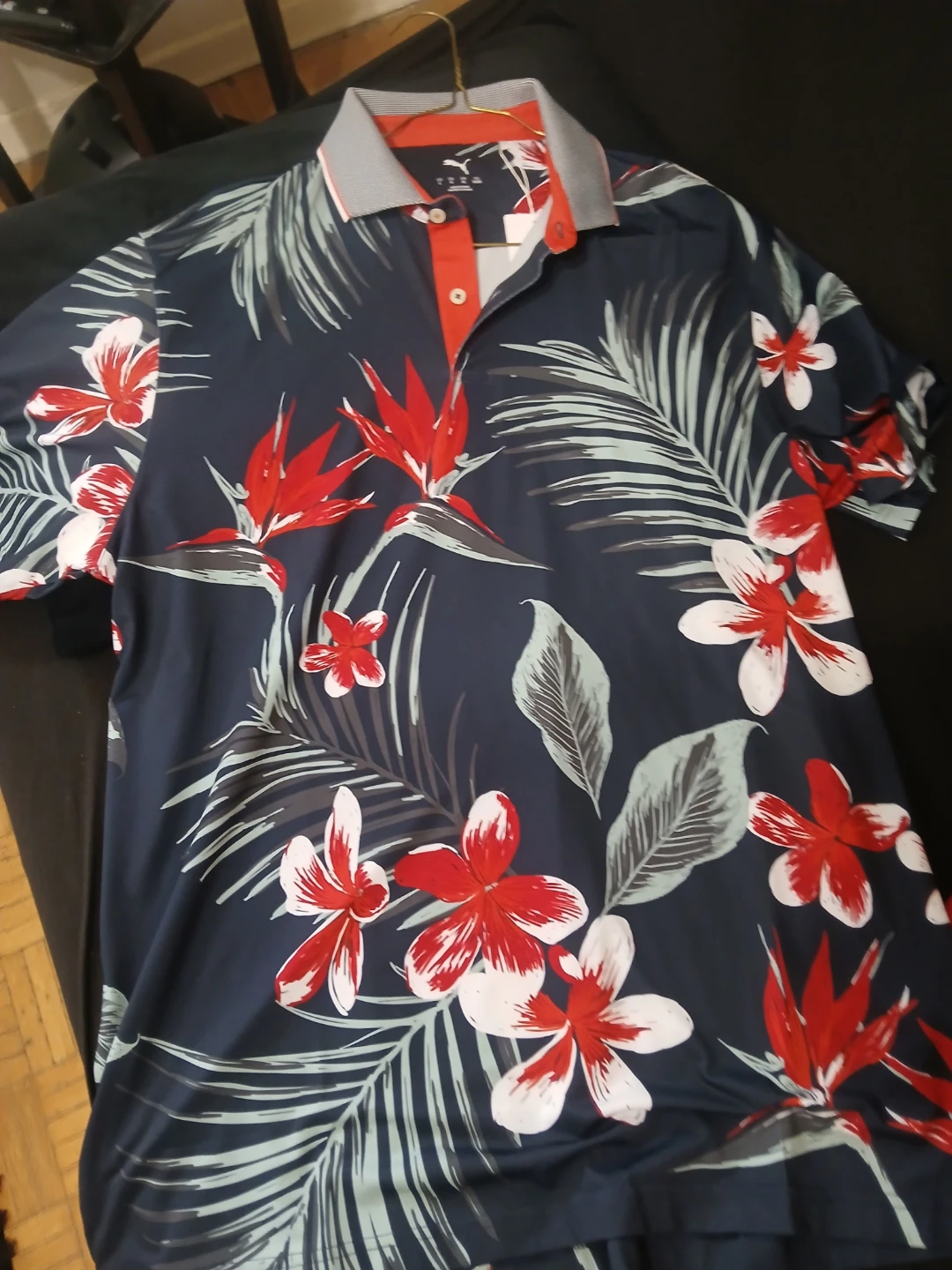 Puma Men's Floral Polo Shirt - Size L
