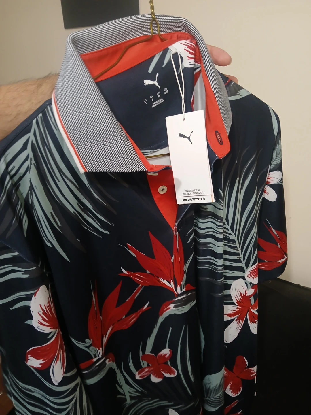 Puma Men's Floral Polo Shirt - Size L - photo 5