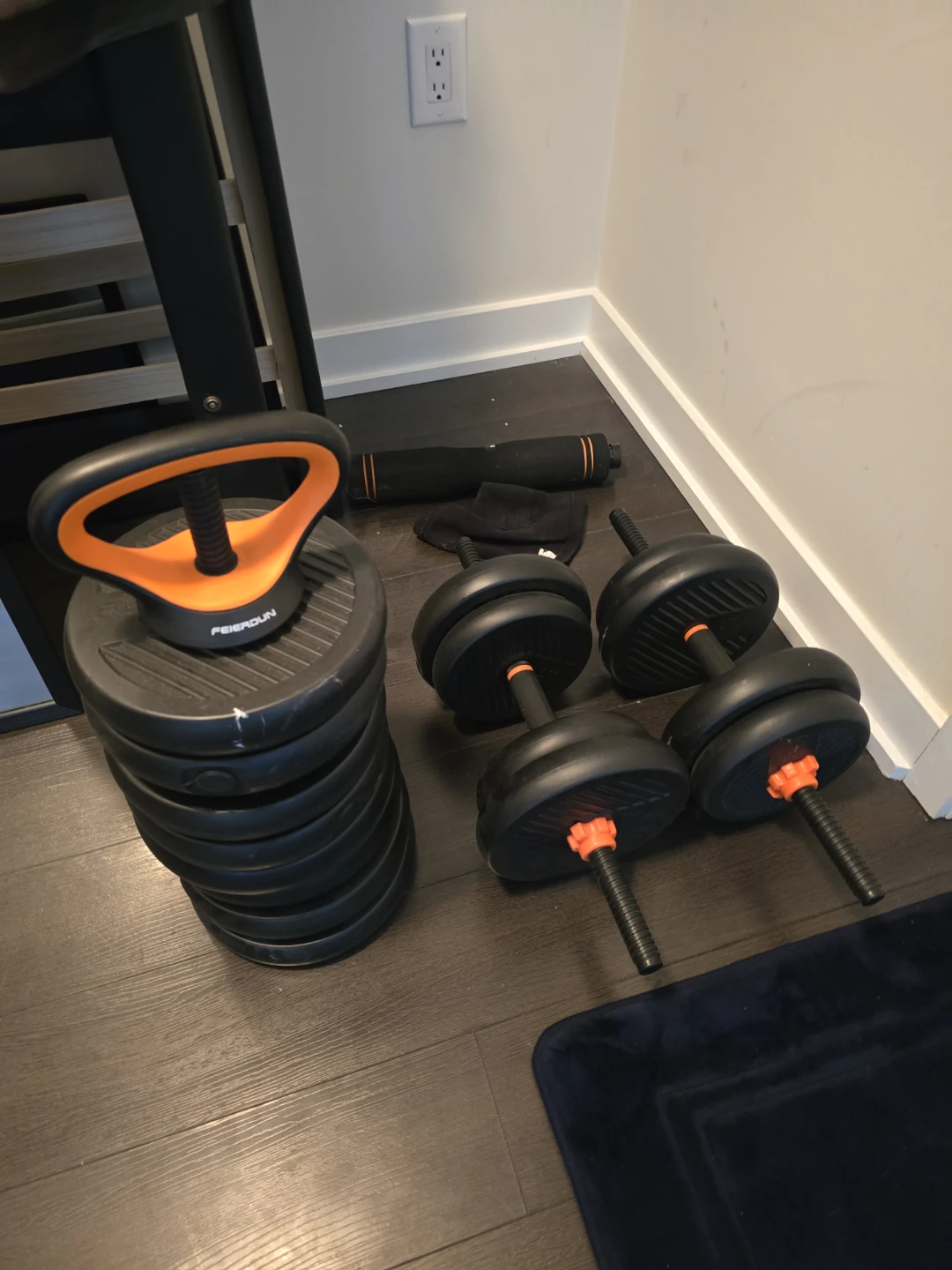 FEIERDUN Adjustable Dumbbells and Kettlebell Weights Set