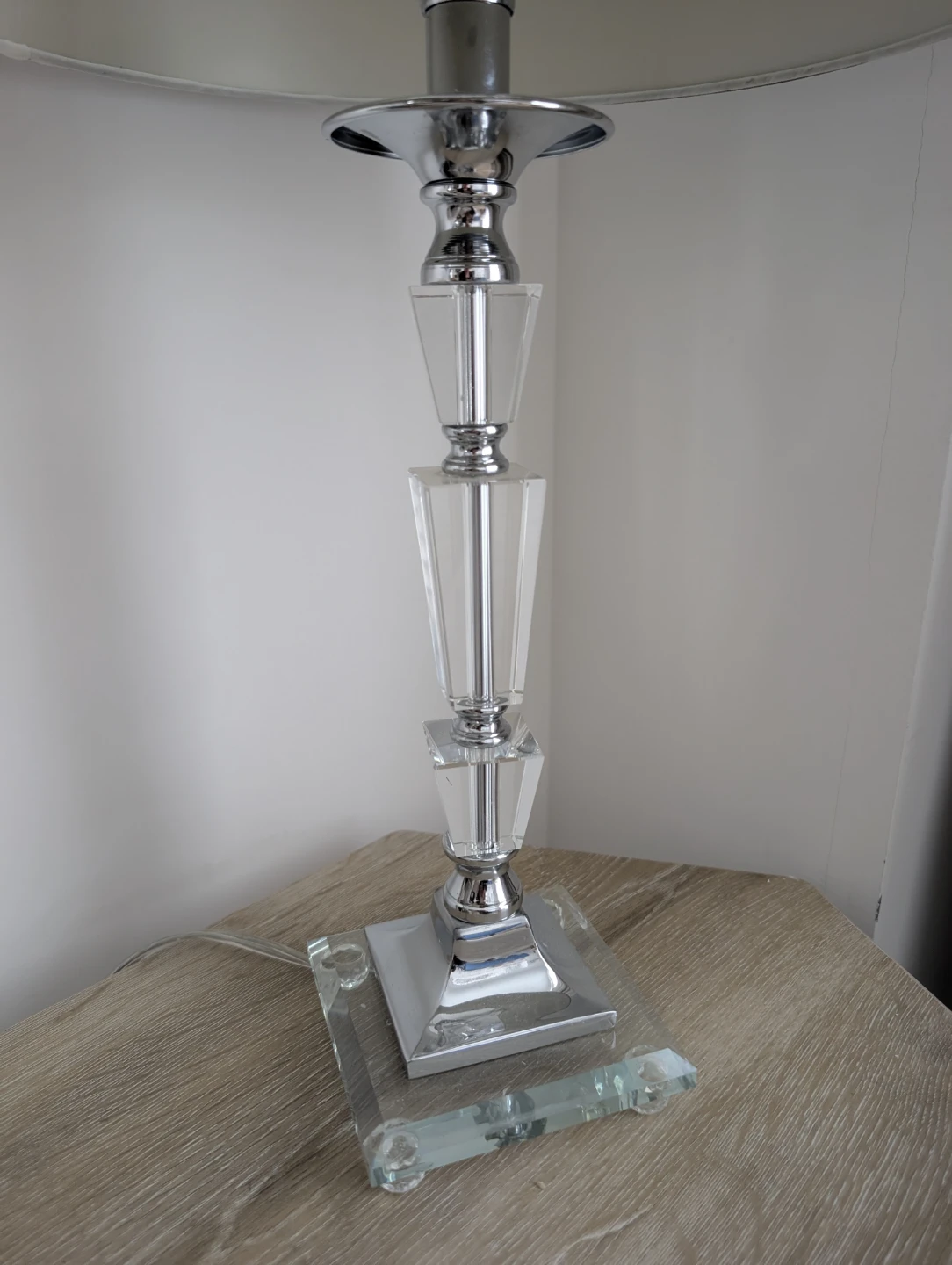 Crystal and Chrome Table Lamp with Grey Shade - photo 3