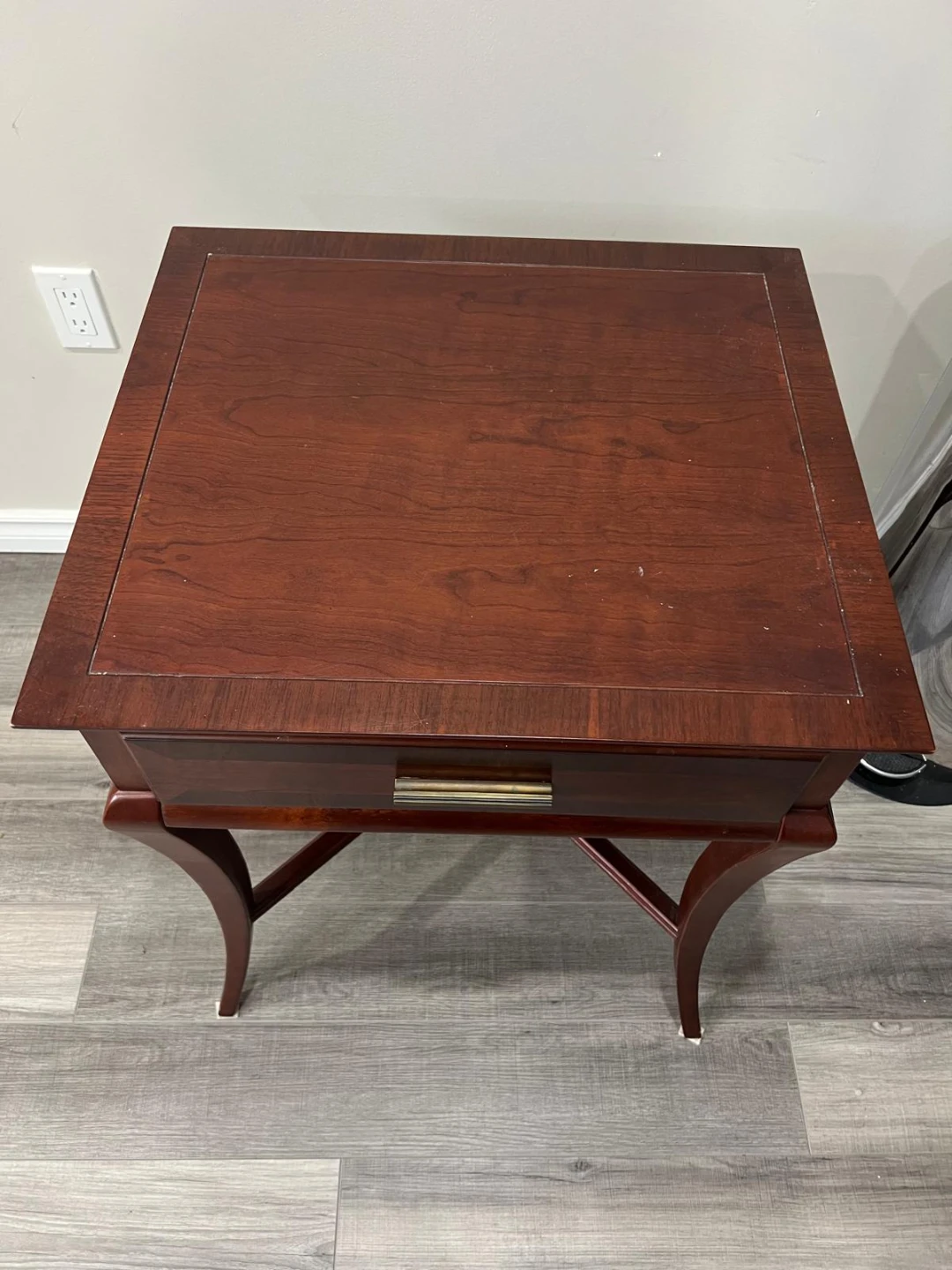 Dark Wood End Table with Drawer - photo 3