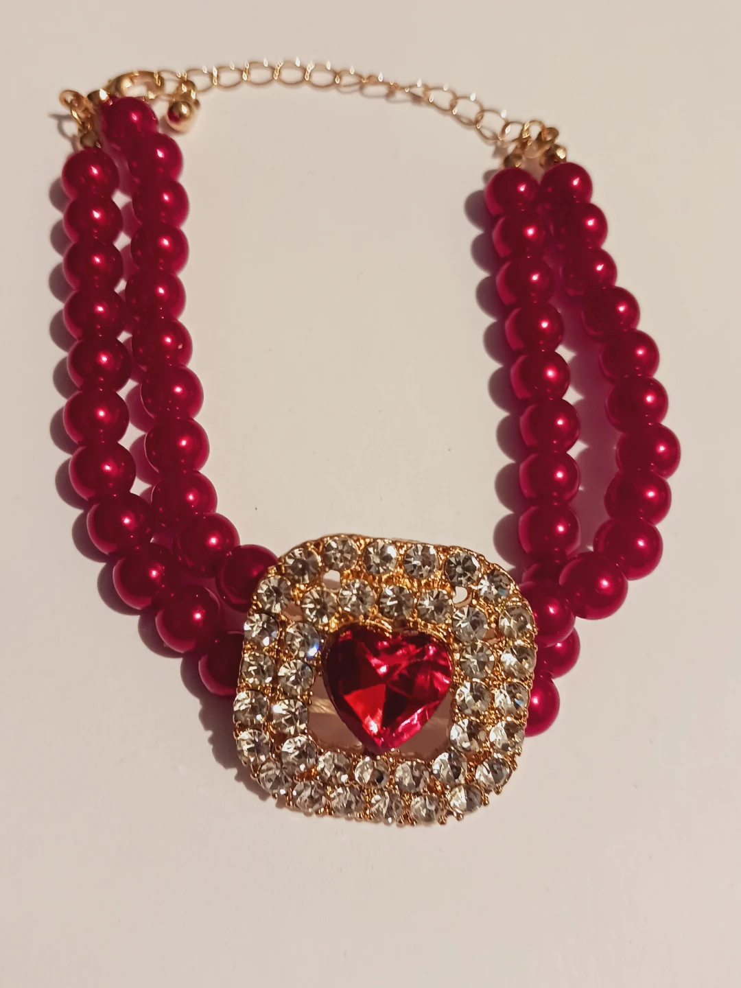 New !!! Red Beaded Bracelet with Heart Charm - photo 2