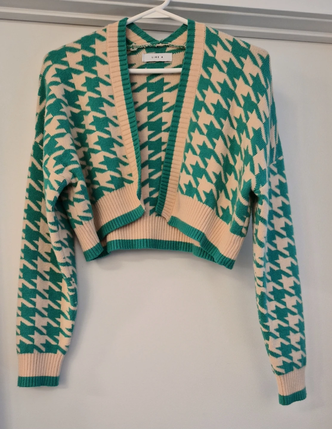 Knit cropped open cardigan jaquard - photo 2