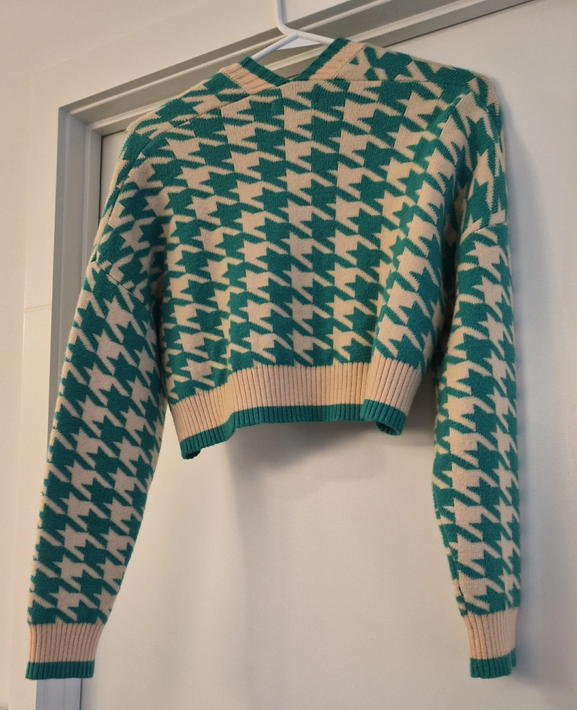 Knit cropped open cardigan jaquard - photo 3