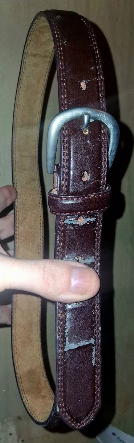 Brown Leather Belt with Silver Buckle - photo 2